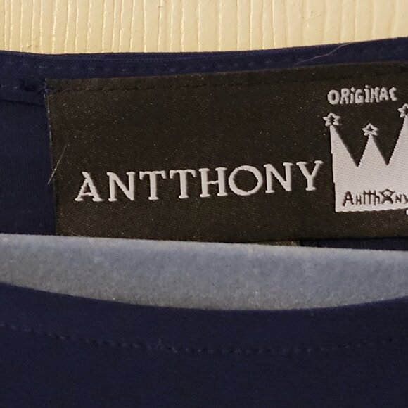 Anthony Original Navy Maxi Dress with Beautiful Sleeve Embroidery Size M - Picture 7 of 10